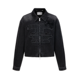 13DE MARZO Denim Frayed Embroidered Jacket