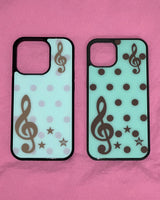 [made] Dot treble clef mint choco phone case  (glass bumper)