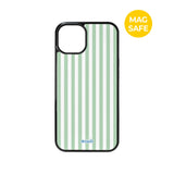 【MADE】パステル ストライプ グリーン アイフォン ケース [Glossy Glass/Magsafe]