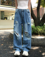 Nippen Damaged Wide Denim Pants