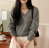 Simple Basic V-neck Knit (10color)
