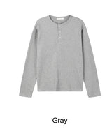 トーブワッフルヘンリーネック長袖Tシャツ