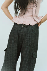 CHEEK DOT PUFF BLOUSE SCARF SET 