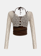 Norton Lace Cardigan & Shirring Top