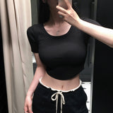[MADE] Gram, U-neck rib short-sleeved T-shirt