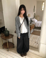 Madin Ribbon Dot Frill Long Sleeve T-Shirt