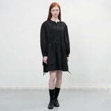 ダブルフレアストリングワンピース [BLACK]