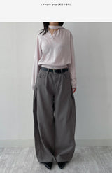 371 Pintuck Cotton Wide Pants