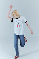 チェリーリンガーTシャツ_ホワイト/ブラック