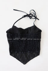 punching padded built-in halterneck blouse