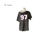テキン レタリング オフショルダー オーバーフィット ショートスリーブTシャツ