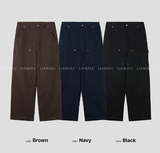 Levito Double Knee Back Banding Semi-Wide Cotton Pants