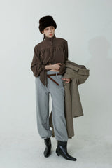 BOHEM KNOT BLOUSE_BROWN