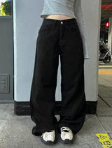 Two-button strap wide pants
