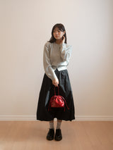 Leather Dumpling Bucket Bag - Red