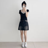 Unique Deep V-Neck Halter Short-Sleeved T-Shirt (3 colors)