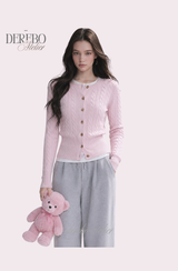 Baby Pink Cable Knit Cardigan