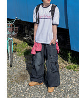 Lace Buckle Wide Cargo Denim