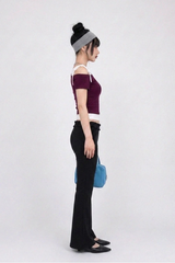 LOW-WAIST RUCHED FLARE PANTS