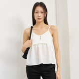 WOMAN ギンガムチェックシアサッカーキャミソール [WHITE]