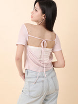 シースルーリボントップス Pink
