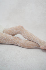 leopard pattern mesh tights (white)