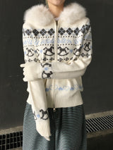 Merrygo Nordic Knit Fur Hoodie (2c)