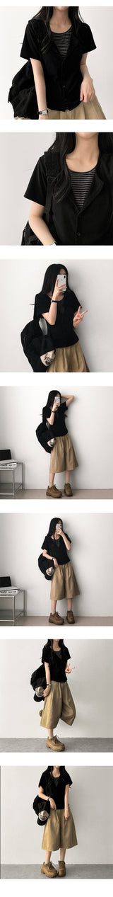 レトロウエストバンドピンタックコットンバミューダパンツ [short, basic selection]