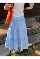 sky frill cancan long skirt