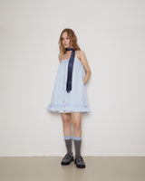 Button-up ruffle dress / sky blue