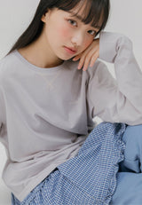 ソフトストライプTシャツ (ライトバイオレット)