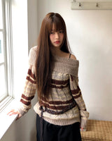 Nia Stripe OffShoulder Oversized Long-Sleeve Knit