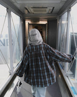 [Bellide made] airplane HOODED LOOSE-FIT CHECK SHIRT