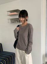 キンバーボーダーラウンド長袖Tシャツ
