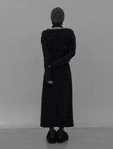 Tet suede slit long skirt