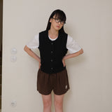 Black Tweed Button Vest