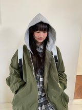 [unisex] Youinb Two-Way Shirring Hood Flight Jumper