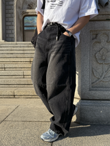 Mild pintuck wide pants