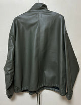 (UNISEX) LEATHER FAUX-LEATHER AUTUMN BOXY ルーズフィットフィールドジャケット – KHAKI