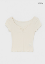 [MADE] Bellini Shirring V-Neck Short Sleeve Tee