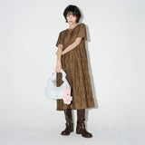 FRILL LONG ONE-PIECE  (Brown)