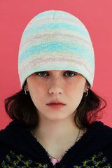 GRADATION STRIPE BEANIE / LIGHT GREEN