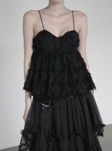 Black Swan Backless Fringe Bustier Top