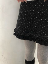 Freak Dot Frill Banding Knit Skirt