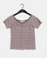 Beauting Shirred V-Neck Short-Sleeve T-Shirt