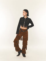 DIAGONAL CROP DENIM JACKET