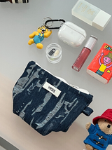 DAMAGED DENIM POUCH (POP-UP POUCH)