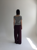 ミオアシンメティカルボートネックTシャツ (2color)