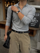 Vice shoulder half-zip muscular sleeve T-shirt