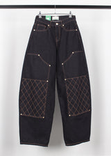 QUILTING INDIGO WIDE DENIM